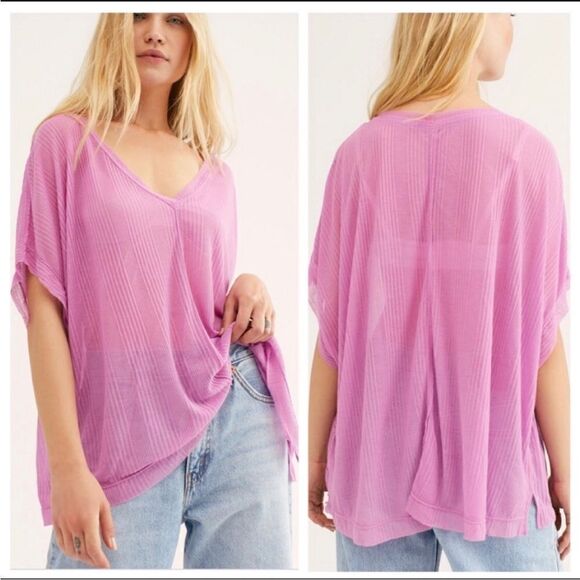 We the Free/Free People Purple/Pink Sadie V Neck Dolman Tee. Size Medium. EUC! - Picture 1 of 11